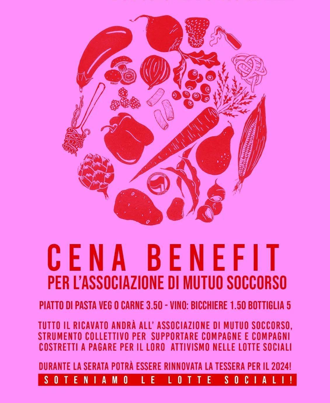 Lunedì 20 novembre – Cena benefit per l’associazione di Mutuo Soccorso