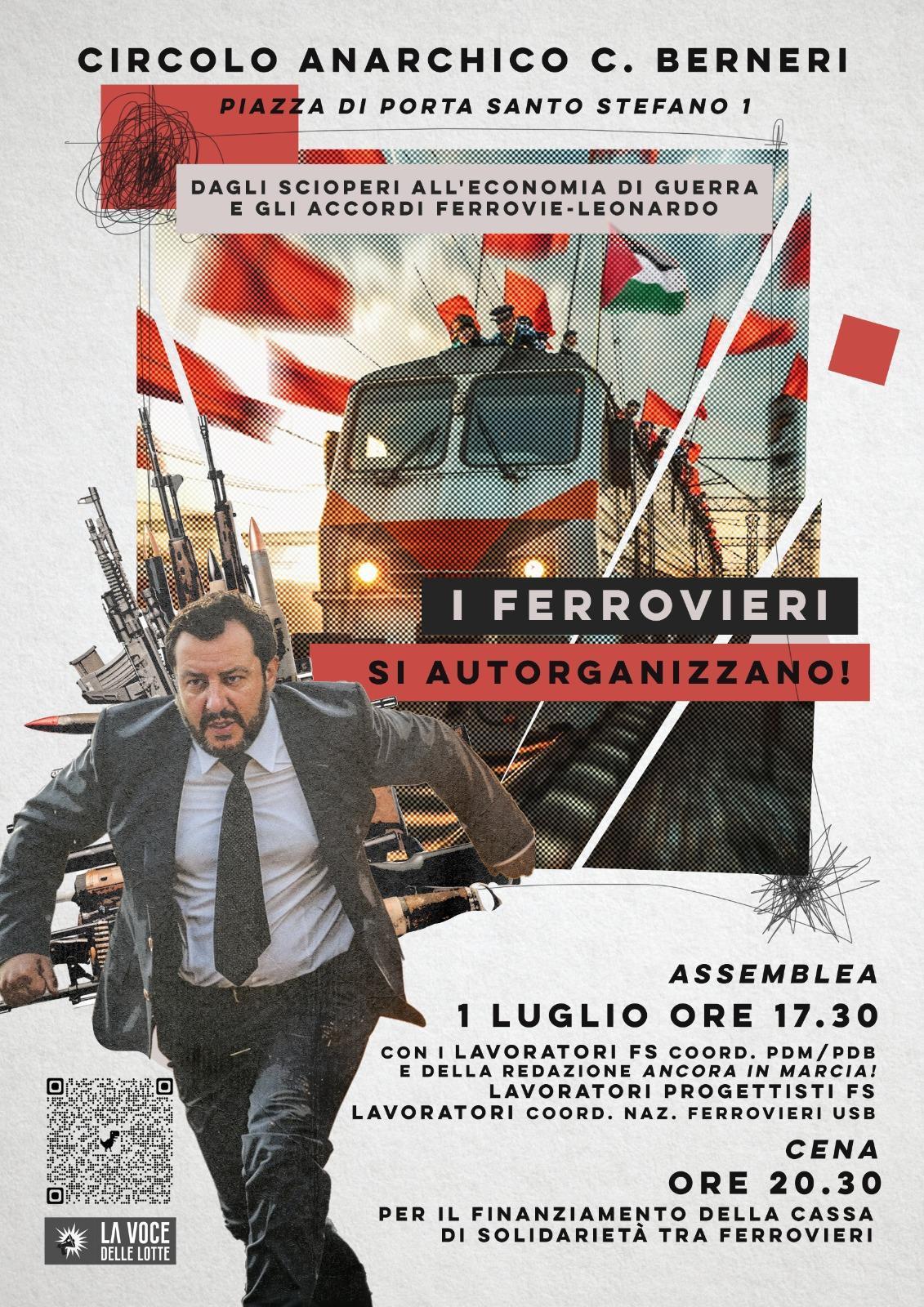 Assemblea “i ferrovieri tornano a lottare” + Mensa Popolare Autogestita benefit per la cassa di resistenza tra ferrovieri