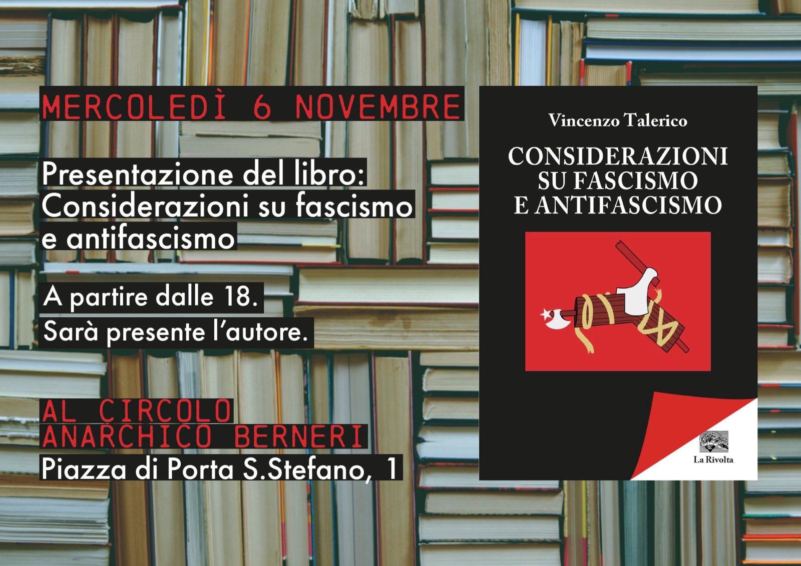 Presentazione del libro “Considerazioni su fascismo e antifascismo” con l’autore Vincenzo Talerico