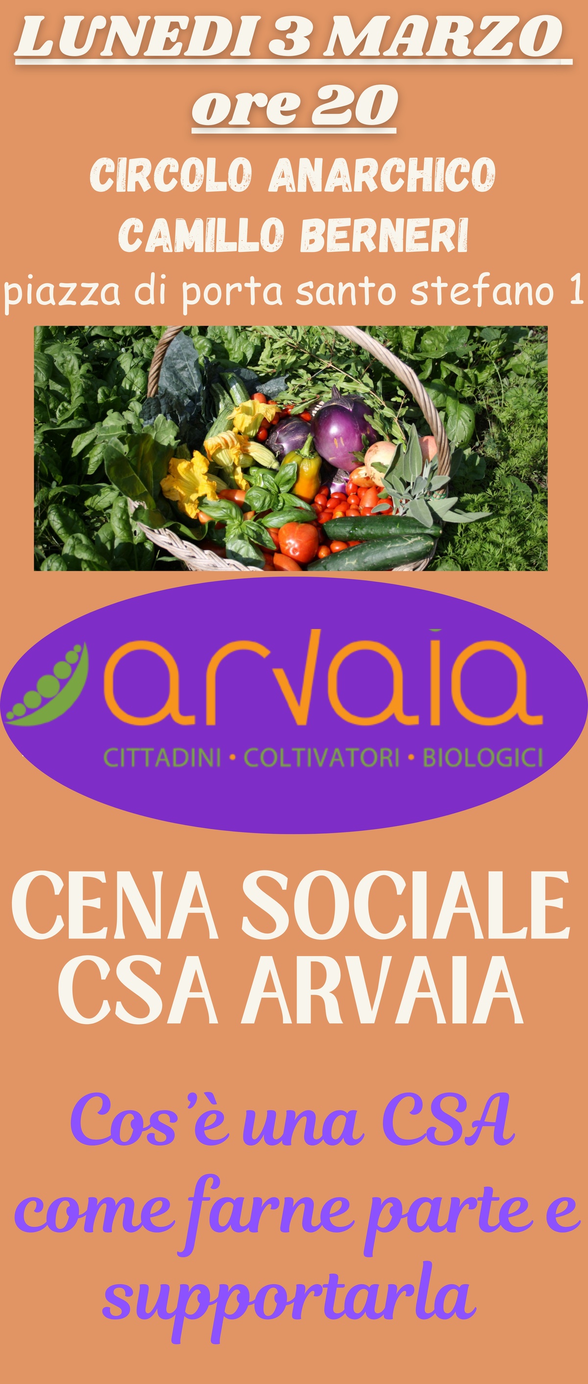 Mensa Popolare Autogestita – Benefit per CSA Arvaia