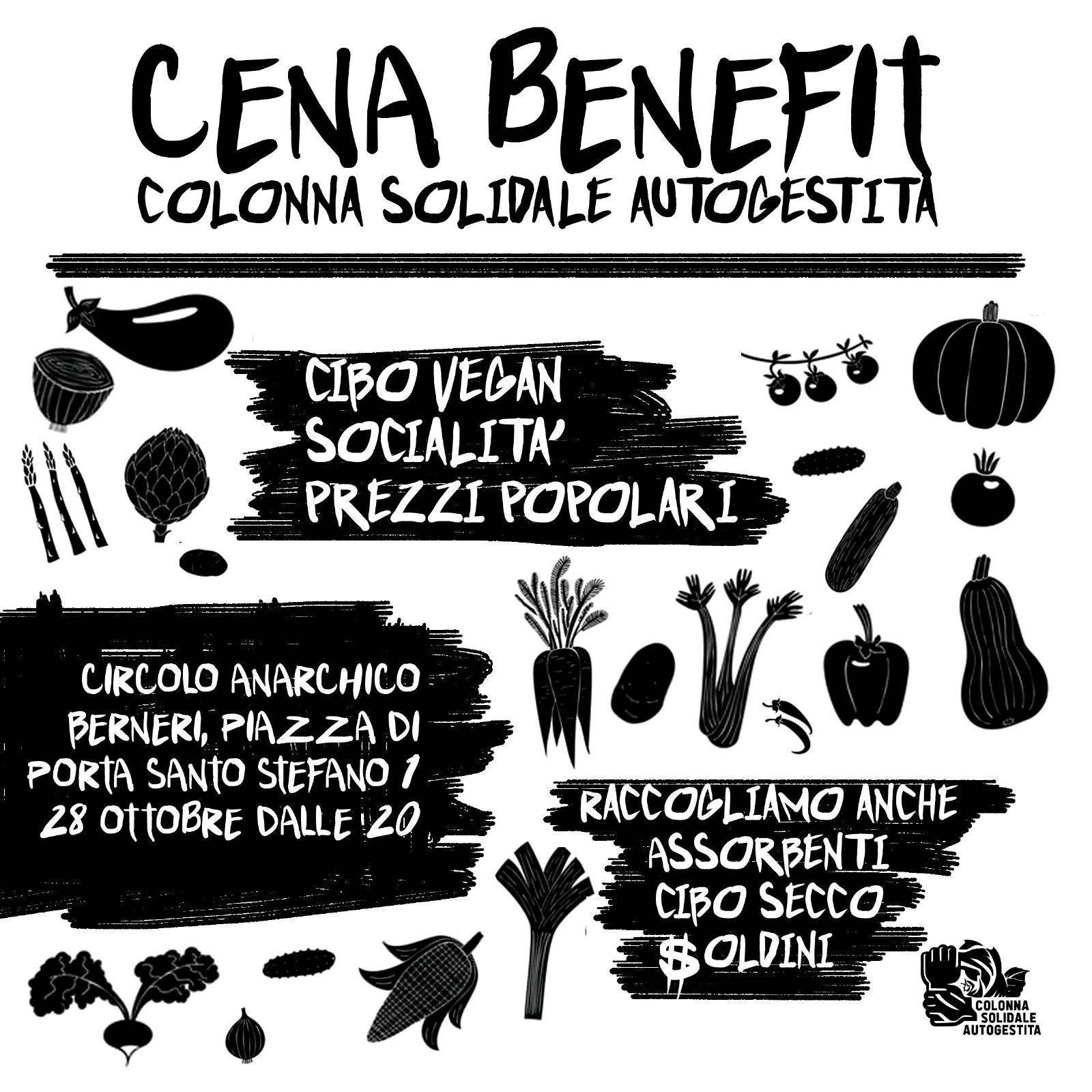 Cena benefit Colonna Solidale Autogestita – 28.10.2024